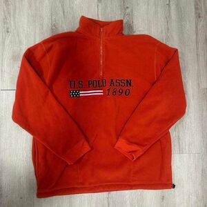 US POLO ASSN fleece quarter zip orange